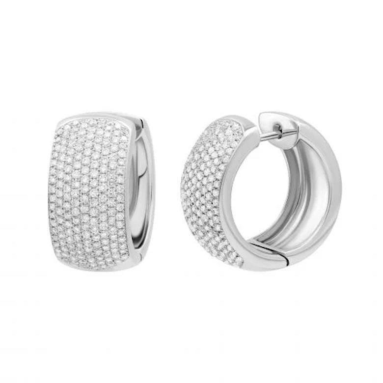 Modern Fashion Every Day Diamond White Gold Hoop Earrings for Her For Sale