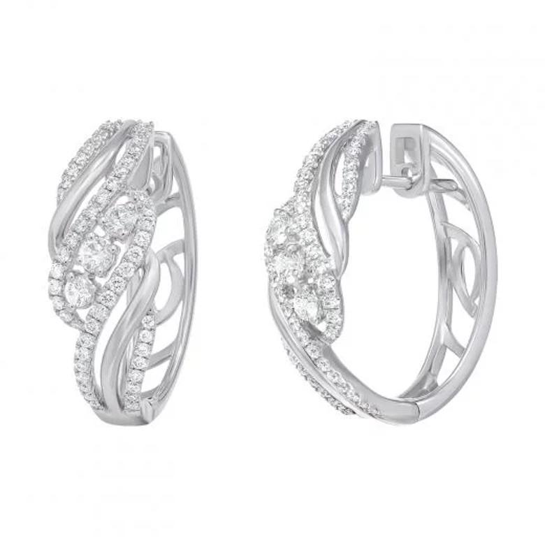Asscher Cut Fashion Every Day Diamond White Gold Lever-Back Earrings for Her For Sale