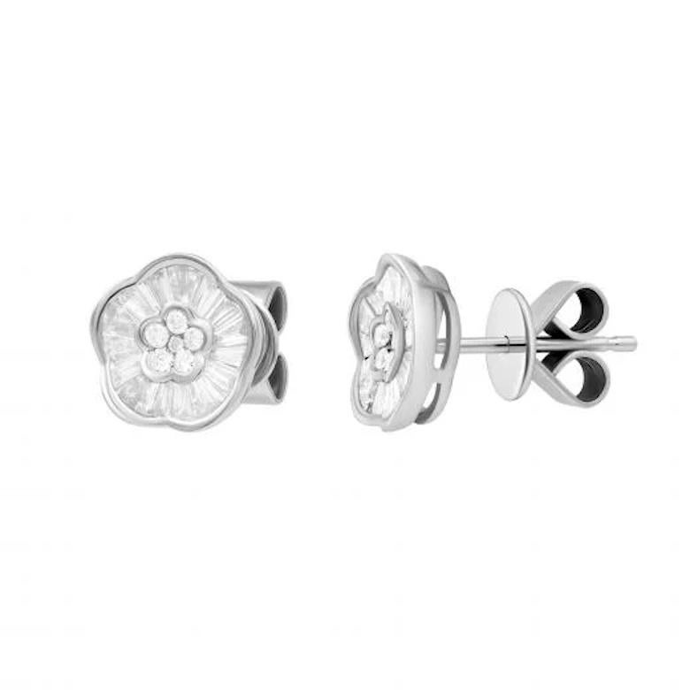 Asscher Cut Fashion Every Day Diamond White Gold Stud Earrings for Her For Sale