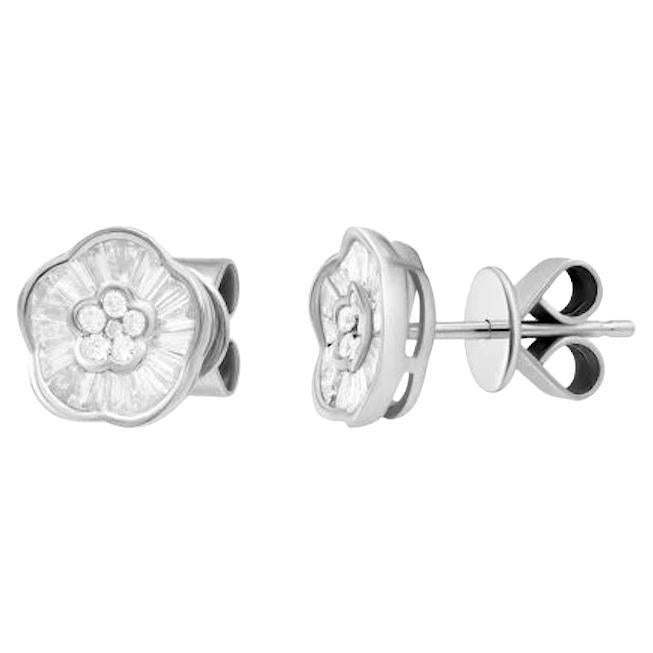 Clous d'oreilles mode de tous les jours en or blanc et diamants pour elle en vente