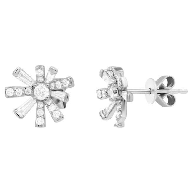 Clous d'oreilles mode de tous les jours en or blanc et diamants pour elle