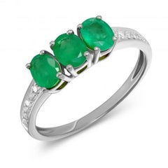 Fashion Every Day Emerald Diamonds White Gold Band Ring for Her