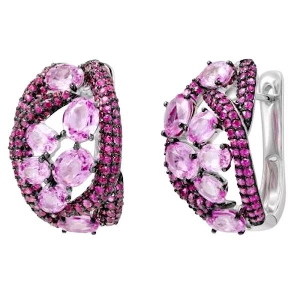 Fashion Every Day Ruby Pink Sapphire White Gold Earrings Lever-Back for Her
