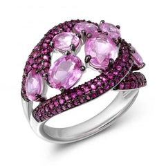 Fashion Every Day Ruby Pink Sapphire White Gold Ring for Her