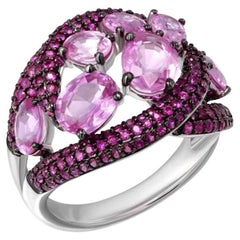 Fashion Every Day Ruby Pink Sapphire White Gold Ring for Her