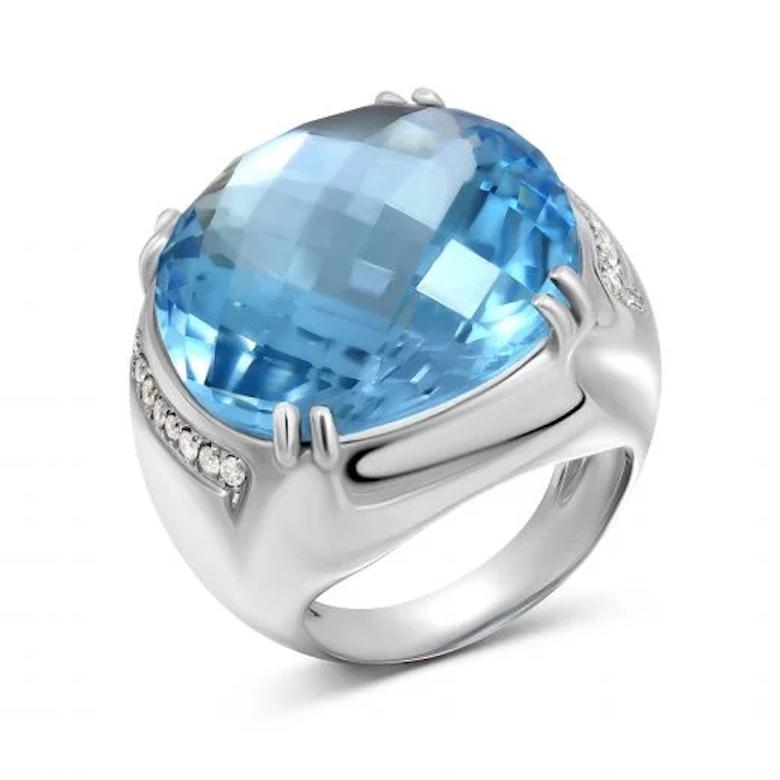 Ring aus Weißgold 18 Karat 
Diamant 16,RND-0,2 Karat H/VS2A 
Blautopas 32,22 Karat
US-Größe US 7,8
Gewicht: 20,89 Gramm

NATKINA ist eine in Genf ansässige Schmuckmarke mit einem Erbe der alten Schweizer Schmucktraditionen und kreiert moderne