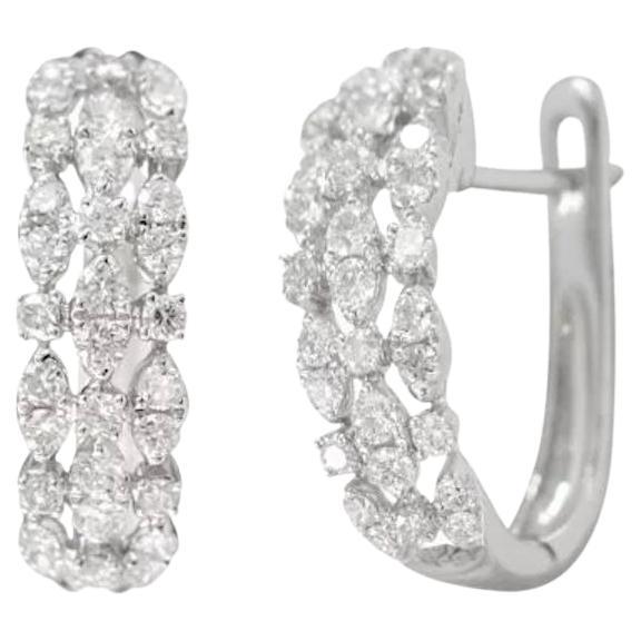 Fashion Every Day White Diamond White Gold Earrings Lever-Back for Her For Sale