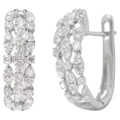 Fashion Every Day White Diamond White Gold Earrings Lever-Back for Her