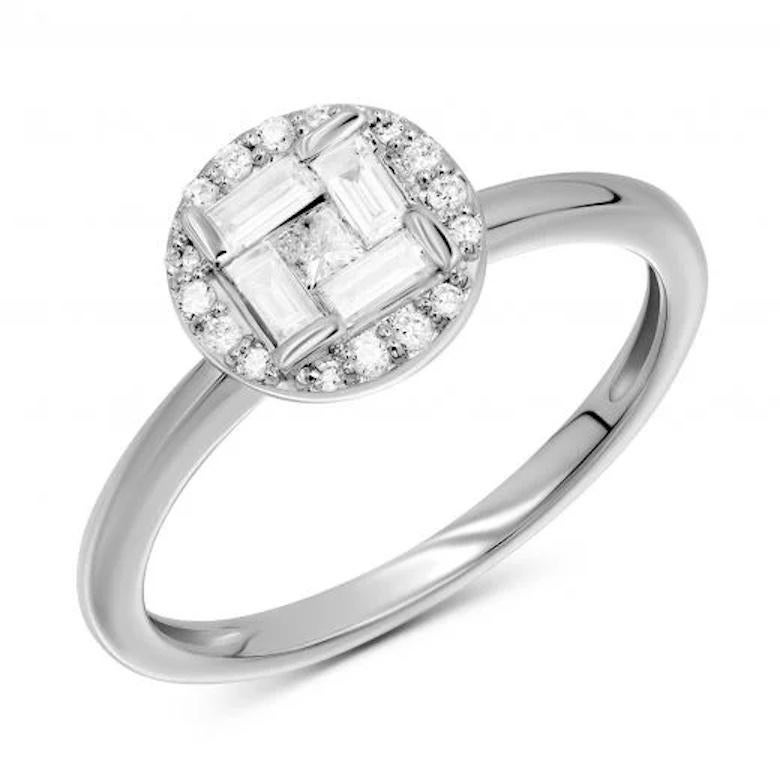Asscher Cut Fashion Every Day White Diamond White Gold Ring for Her For Sale