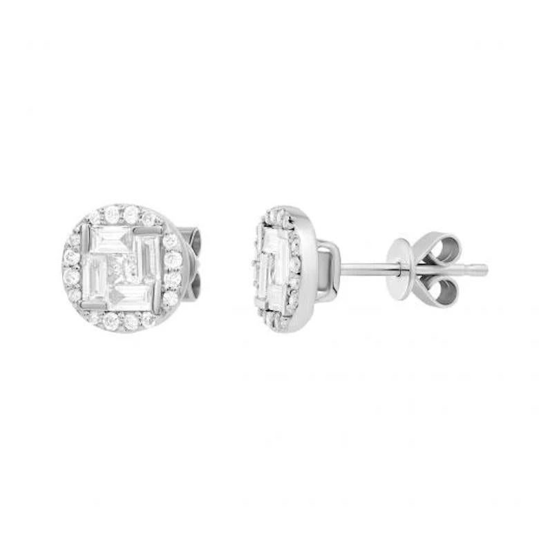 Women's Fashion Every Day White Diamond White Gold Stud Earrings for Her For Sale