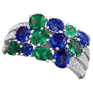 Mode Everyday Ring mit blauem Saphir und Diamant aus Weißgold für Sie