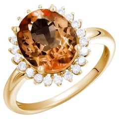 Fashion Everyday Bague en or jaune 14 carats avec diamants et citrine, pour elle