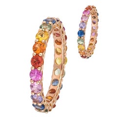Mode Everyday Multi Sapphire Rose 18K Gold Ring für Sie