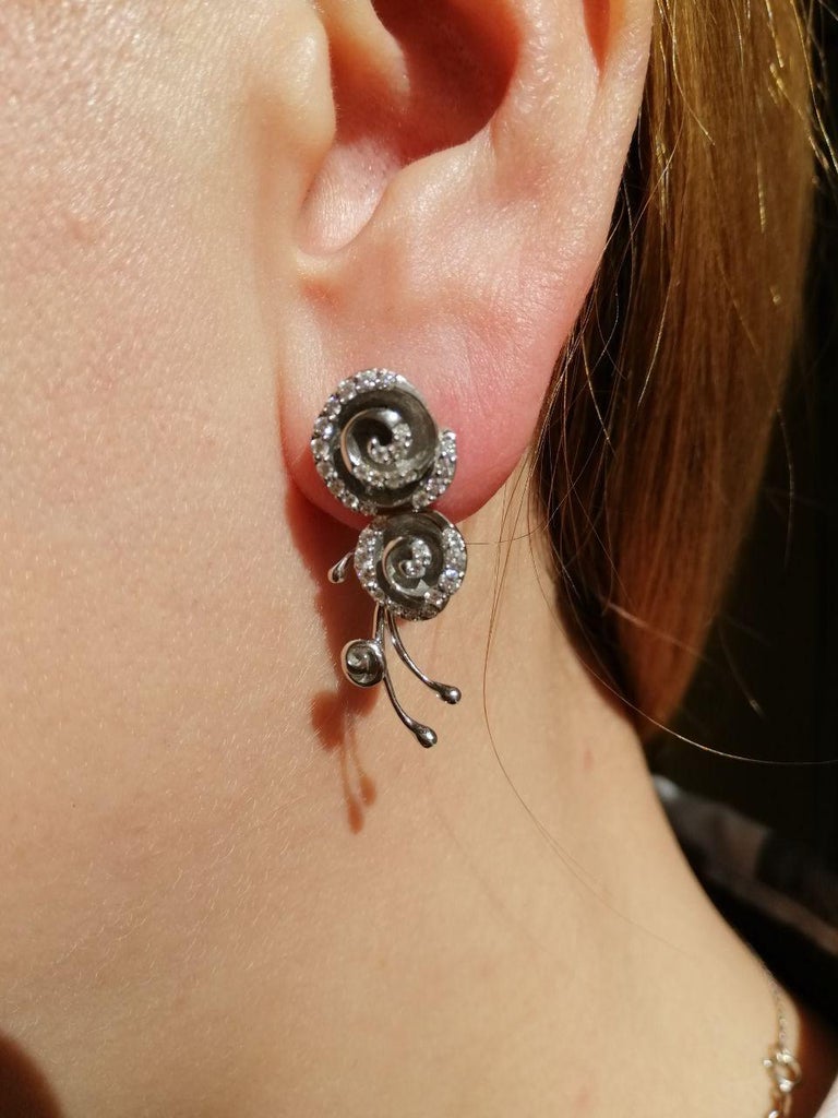 Fashion Fine Jewelry White Diamond White Gold Earrings For Sale at 1stDibs