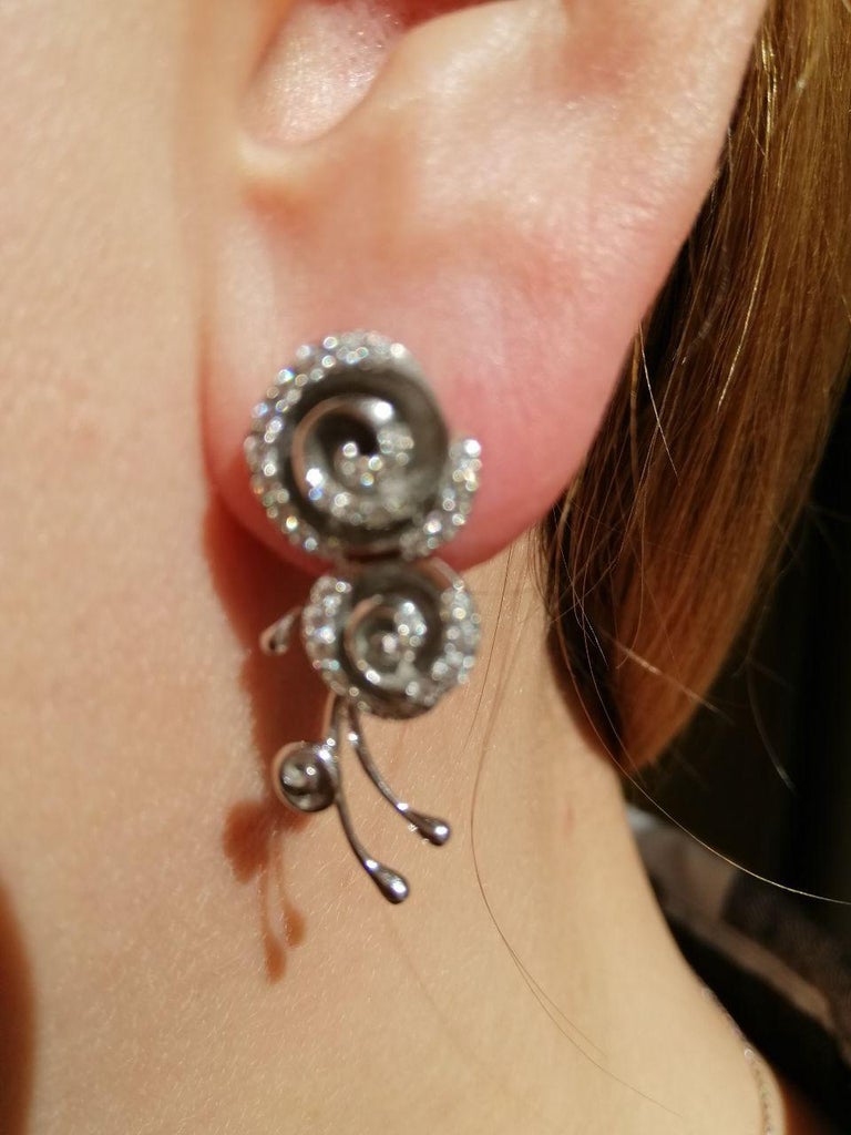 Fashion Fine Jewelry White Diamond White Gold Earrings For Sale at 1stDibs