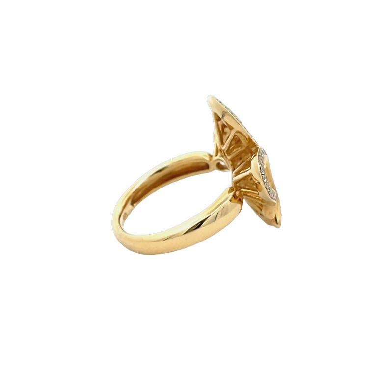 Modern Fashion Flower Diamond Ring 0.37 CT in 14K Yellow Gold For Sale