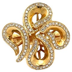 Fashion Flower Diamond Ring 0.37 CT in 14K Yellow Gold