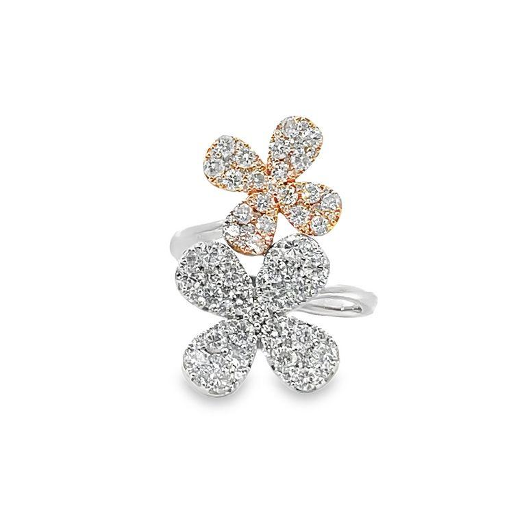This exquisite fashion ring is a part of our flower design collection and is crafted to provide you with a unique piece of jewelry that is bound to catch the eye. The intricate details of this ring are remarkable, and it features 1.65 carats of