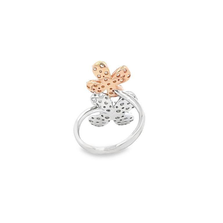 Round Cut Fashion Flower Diamond Ring 1.65ct 18k WG For Sale