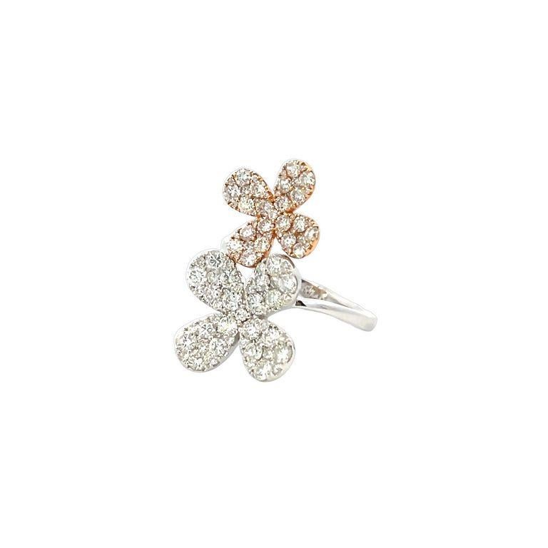 Women's Fashion Flower Diamond Ring 1.65ct 18k WG For Sale