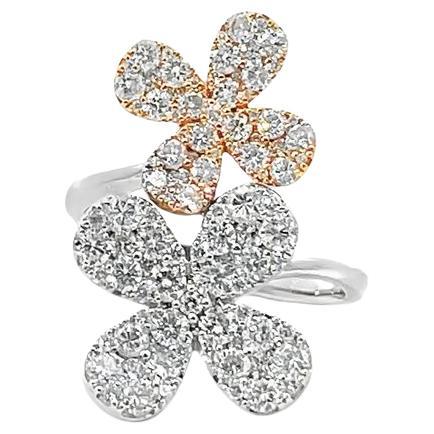 Fashion Flower Diamond Ring 1.65ct 18k WG For Sale
