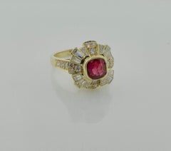 1.53ct Cushion Ruby & Diamond Ring by Bill Bates for Terrell and Zimmelman