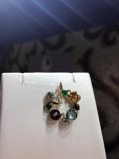 Fashion Garnet Ruby Emerald Citrine Topaz Diamond Yellow Gold Pendant
