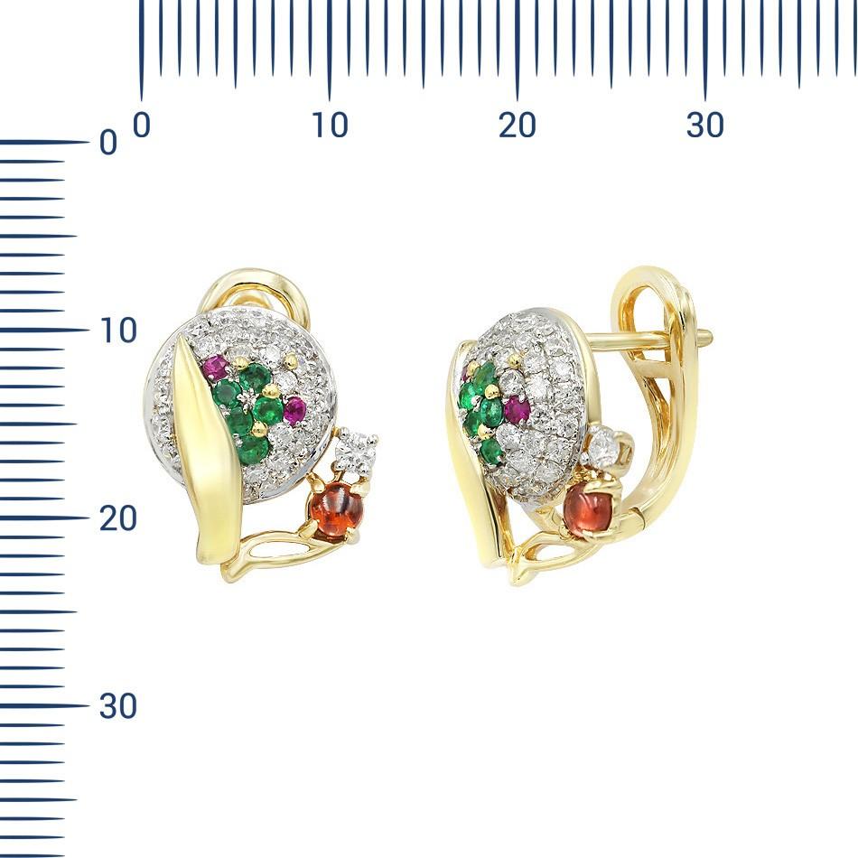 Ohrringe Gelbgold 14 K (passender Anhänger erhältlich)

Diamant 64-RND-0,63-G/SI1A
Smaragd 10-0,14ct
Rubin 4-0,06ct
Granat 2-0,26ct

Gewicht 4,9 Gramm

NATKINA ist eine Genfer Schmuckmarke, die auf alte Schweizer Schmucktraditionen zurückblickt und