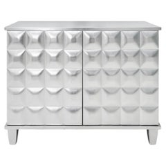 Fashion Glam Style Silvered Quilted 2 Door Cabinet