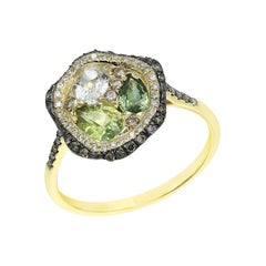 Fashion Green Sapphire Diamond Yellow Gold Earrings