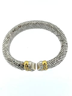 Fashion Italian “Bersani” 18kt Gold Flexible Clamper Bracelet with Diamonds