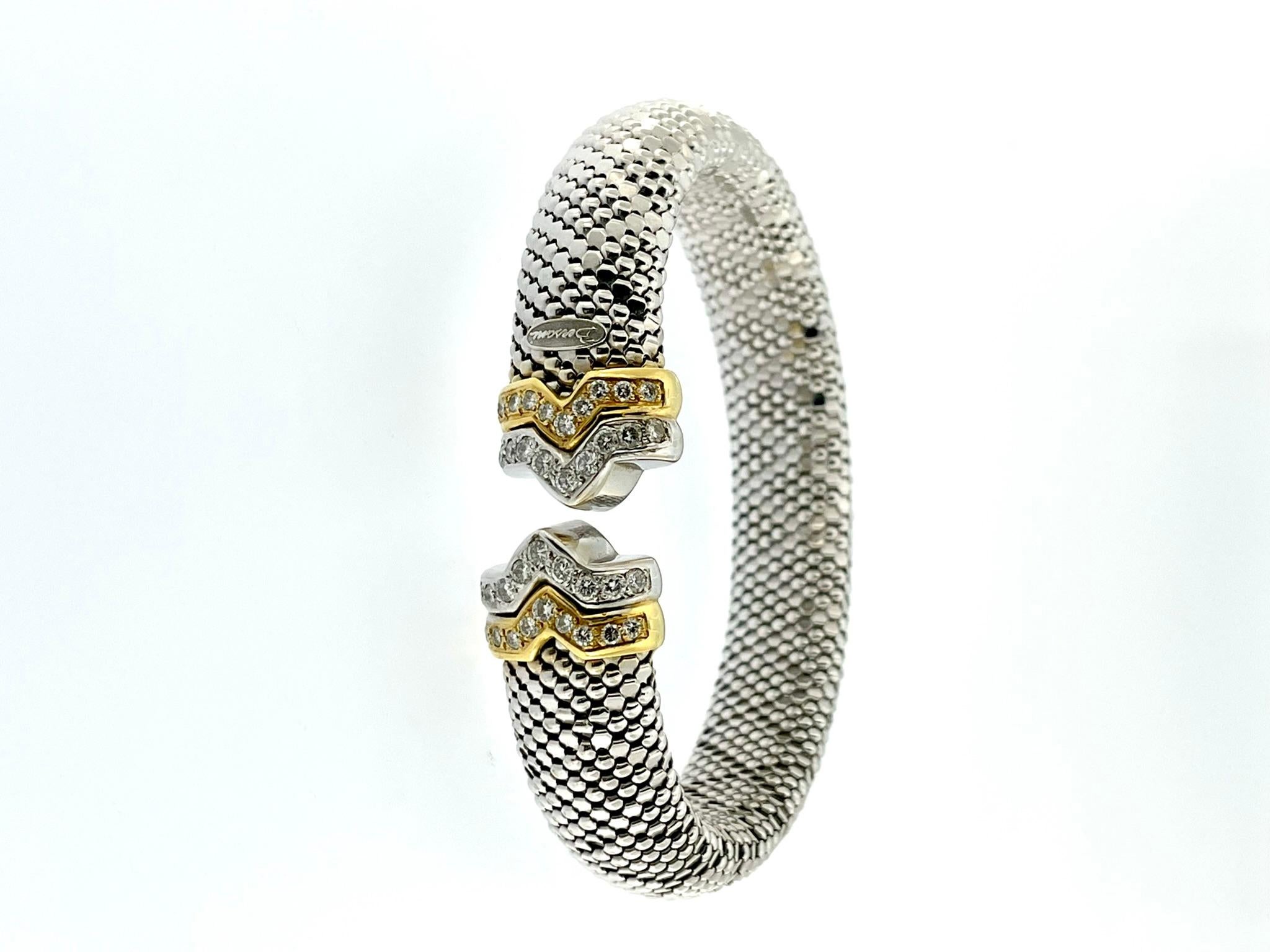 Flexibles italienisches Bersani-Armband aus 18 Karat Gold mit Diamanten  (Brillantschliff) im Angebot