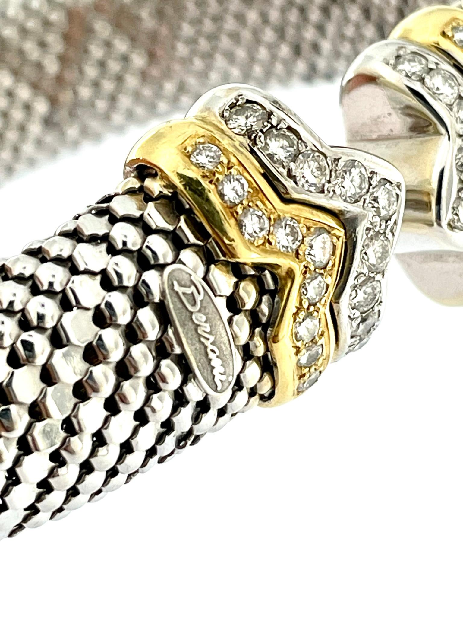 Flexibles italienisches Bersani-Armband aus 18 Karat Gold mit Diamanten  für Damen oder Herren im Angebot