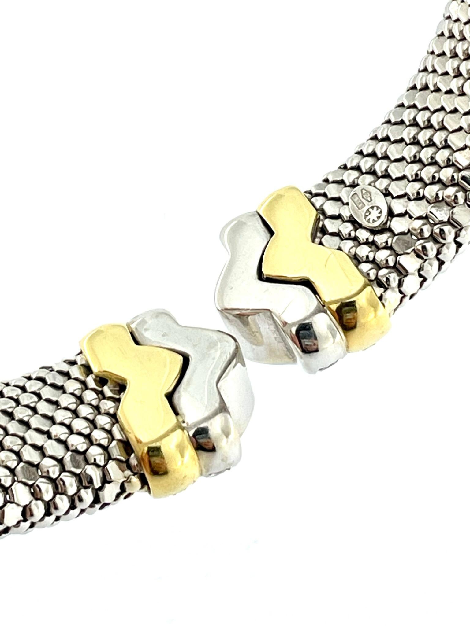 Fashion Italian “Bersani” 18kt Gold Flexible Clamper Bracelet with Diamonds  In Excellent Condition For Sale In Esch sur Alzette, Esch-sur-Alzette