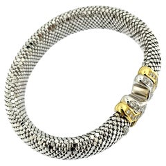 Fashion Italian “Bersani” 18kt Gold Flexible Clamper Bracelet with Diamonds 