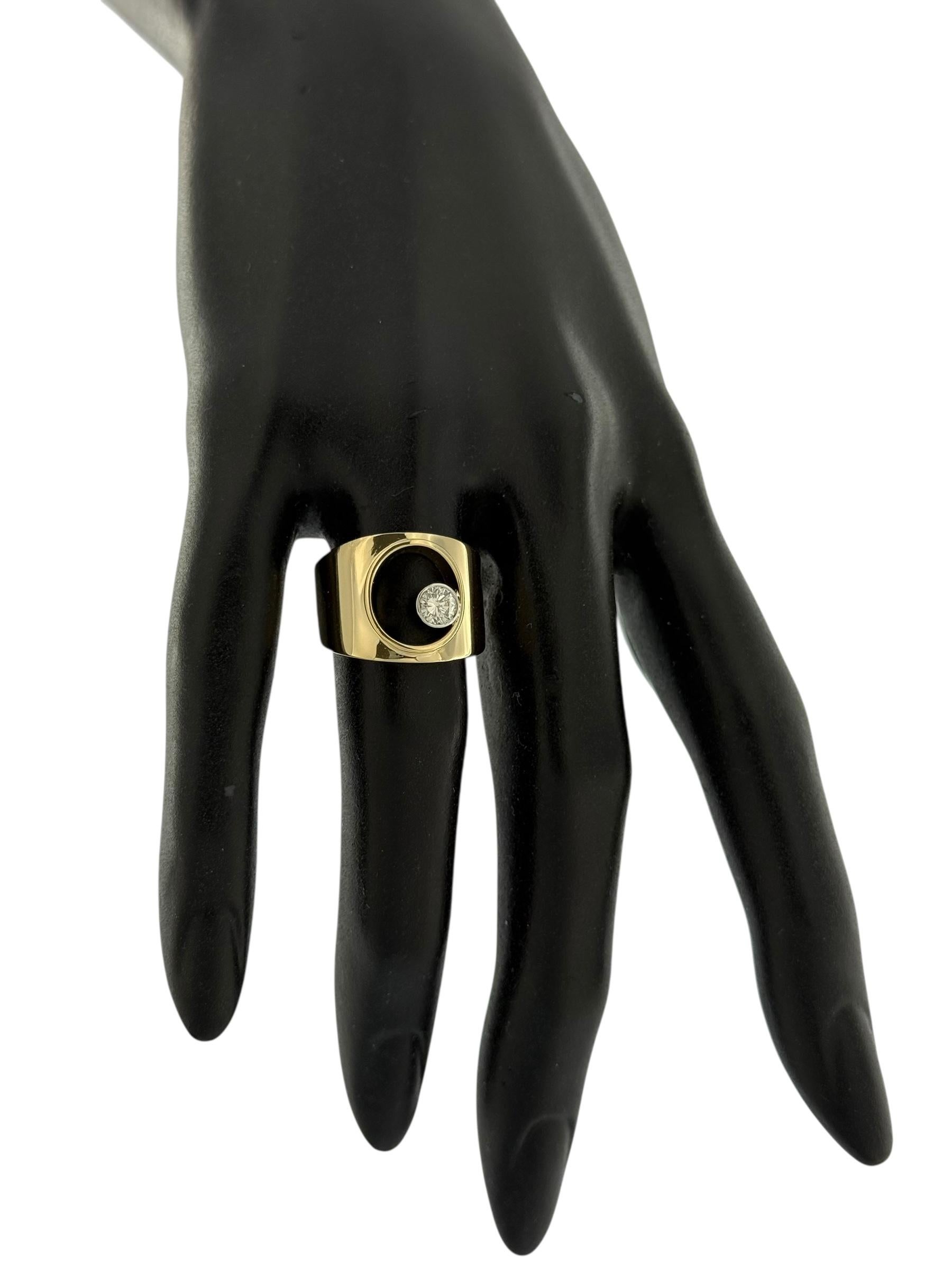 Fashion Italian Yellow Gold Band Ring with Natural Diamond In Good Condition For Sale In Esch sur Alzette, Esch-sur-Alzette