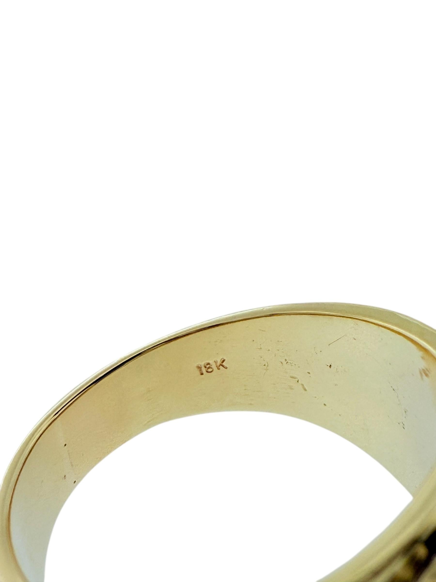 Fashion Italian Yellow Gold Band Ring with Natural Diamond For Sale 2