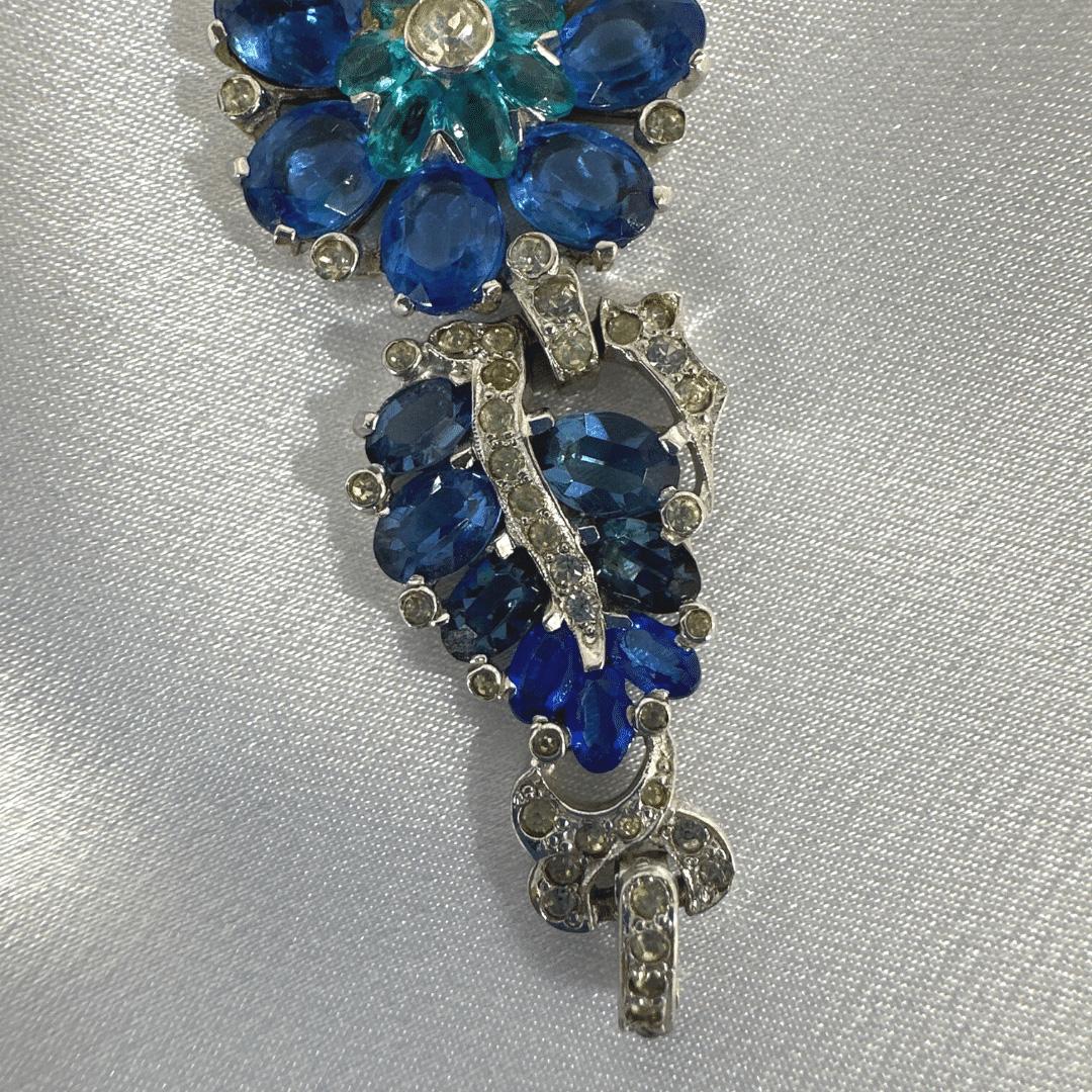 Bracelet élégant vintage en pierres précieuses bleu cobalt et diamants en vente 3