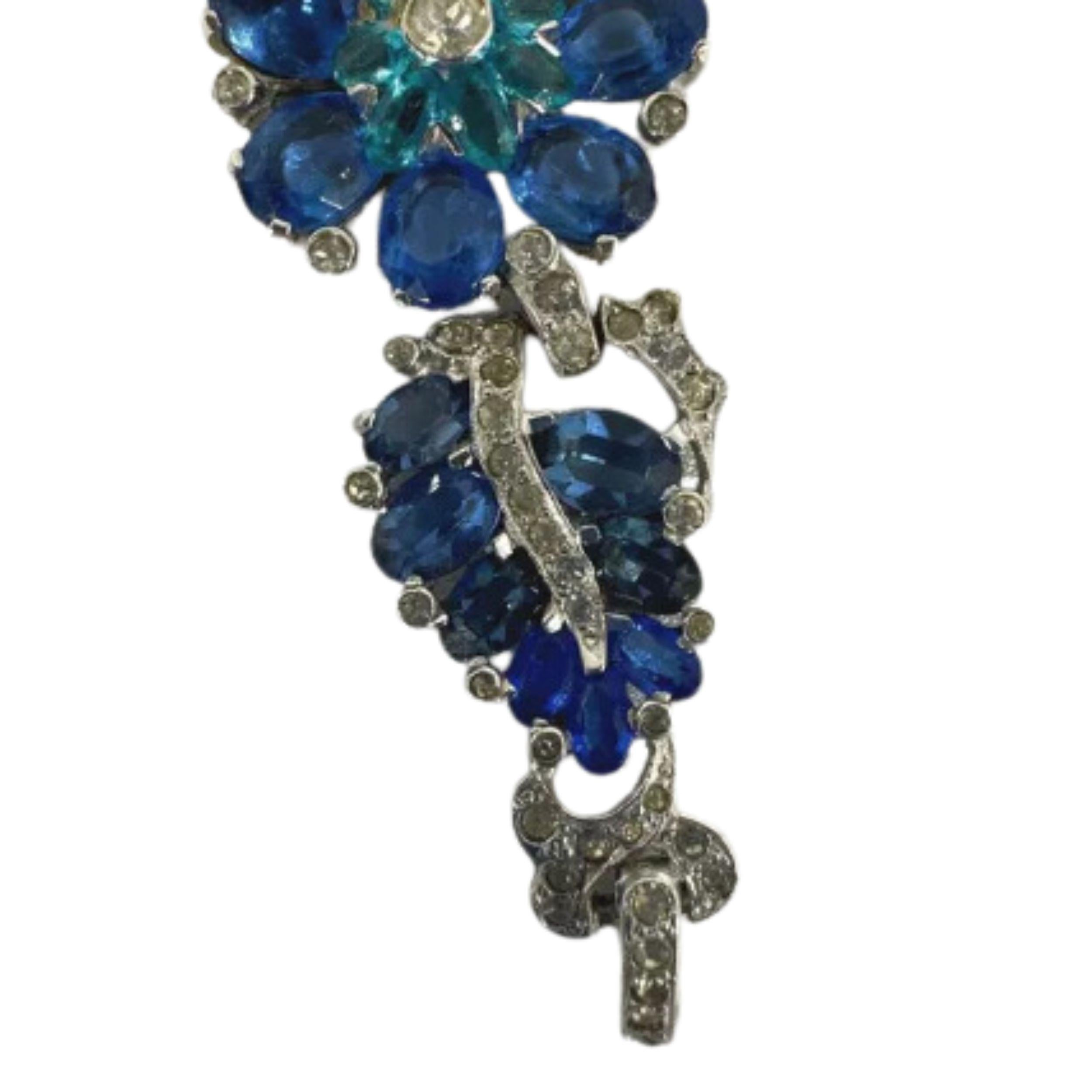 Bracelet élégant vintage en pierres précieuses bleu cobalt et diamants en vente 1