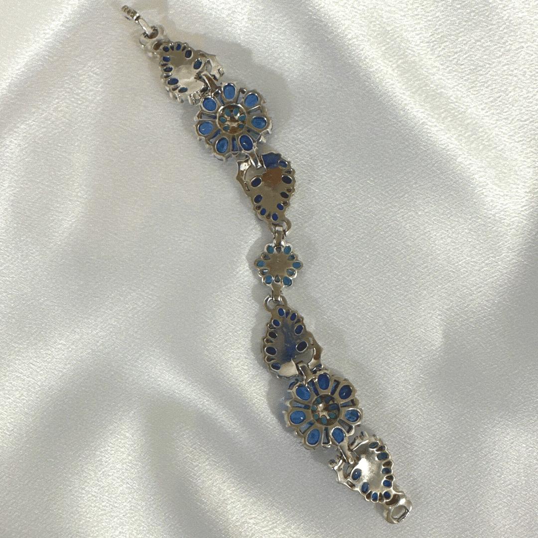 Bracelet élégant vintage en pierres précieuses bleu cobalt et diamants en vente 4