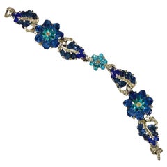 Fashion Jewelry Stylish Bracelet Vintage Cobalt Blue Gemstone & Diamond Bracelet