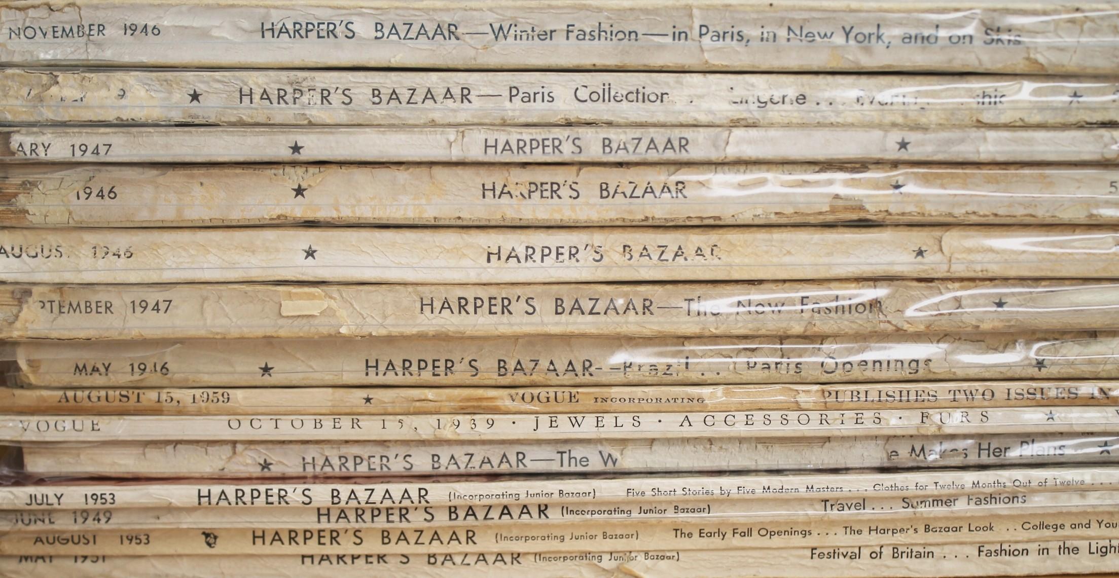 Collection de magazines de mode Haute Couture 1939-1960 Bazaar Louise Dahl-Wolfe MCM en vente 1