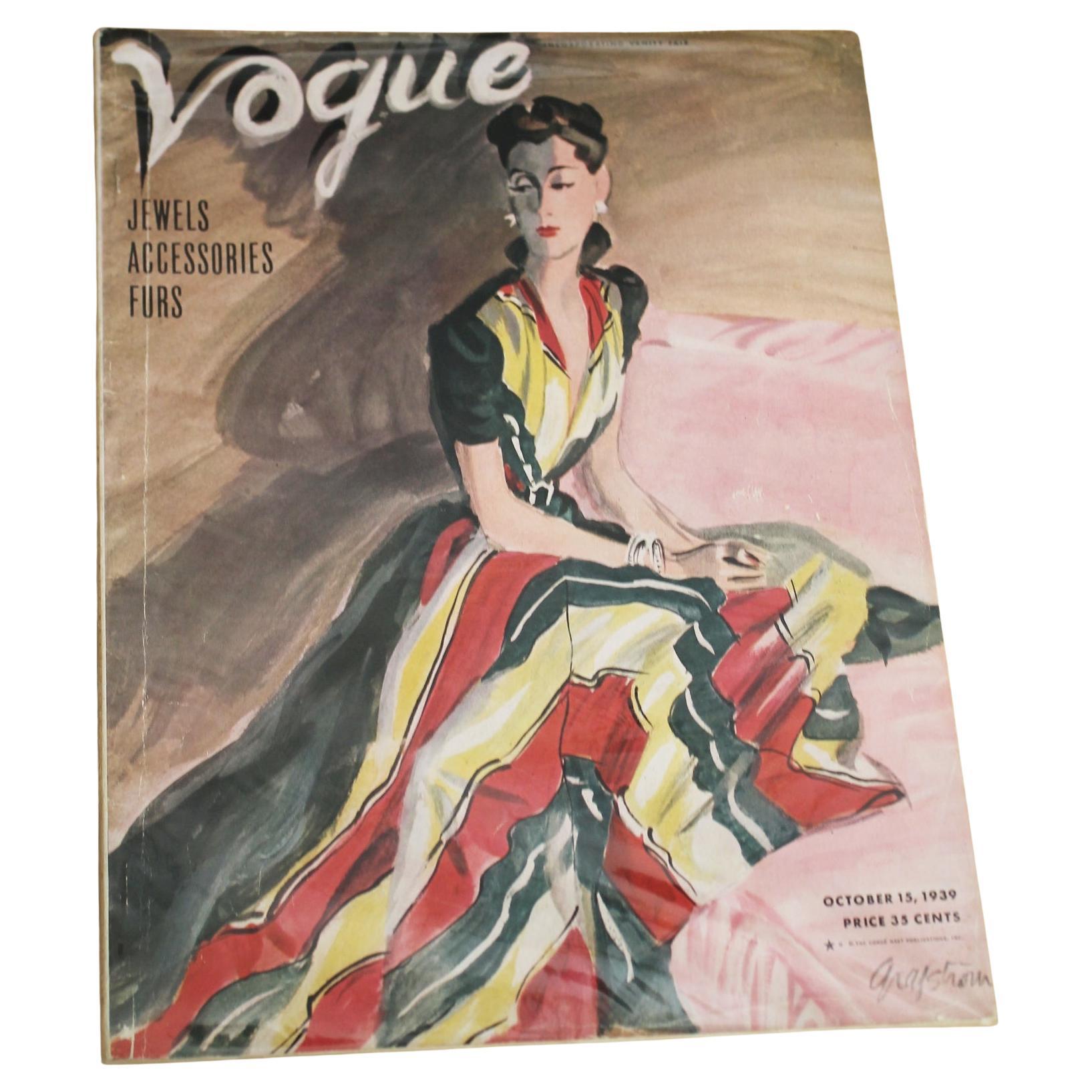 Fashion Magazine Vogue October 15th 1939 Historic War in Europe Fashion Issue!
