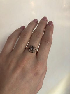 Fashion Modern White Brown Black Diamond Pink Gold Three-Stone Every Day Ring