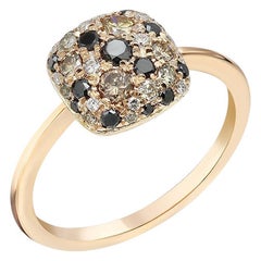 Fashion Modern White Brown Black Diamond Pink Gold Three-Stone Every Day Ring