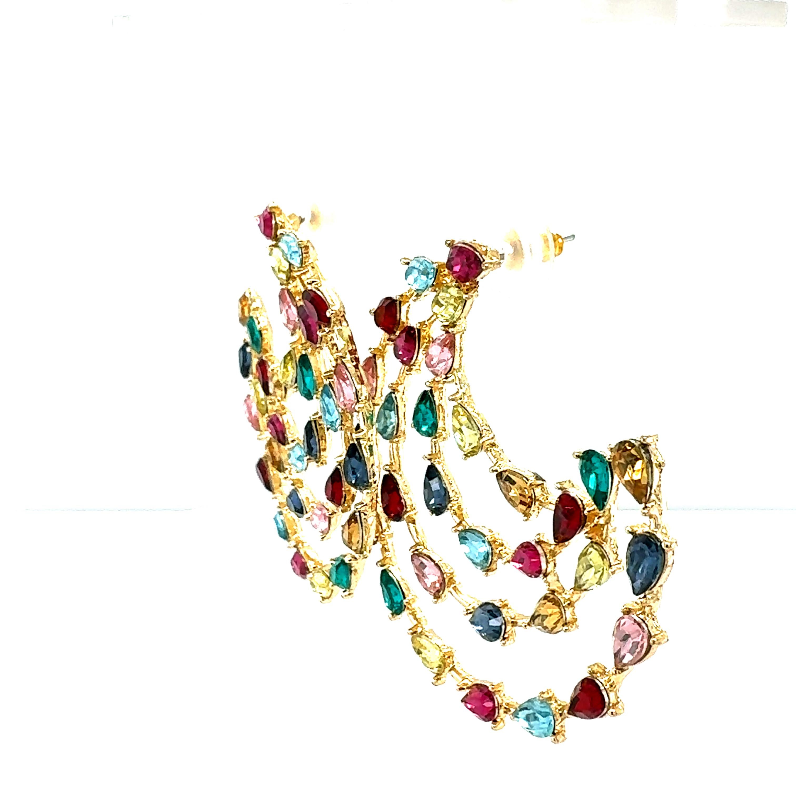 Taille poire Boucles d'oreilles multicolores à la mode en vente