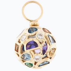 Fashion Multi-Gem 18kt Yellow Gold Ball Pendant
