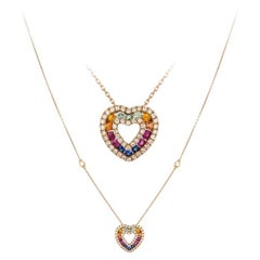 Fashion Multi Sapphire Fine Jewellery Rose Gold Heart Necklace
