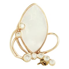 Fashion Nacre Broche en or jaune 14 carats et diamants