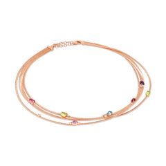Fashion Necklace with Rainbow Drops and White Brilliant-Cut Diamond Accents